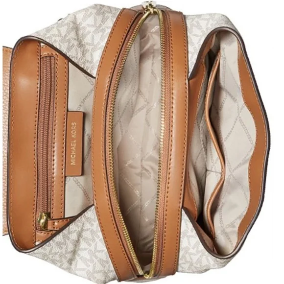 NWT Michael Kors Raven Backpack Vanilla/Acorn/Gold Original Packaging